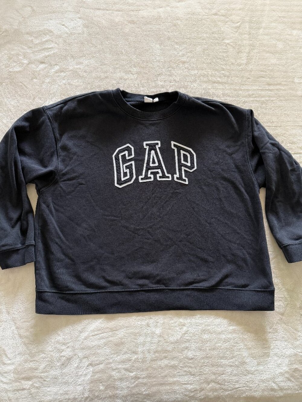 GAP XL Black Logo Crewneck Sweatshirt Collegiate Varsity Pullover